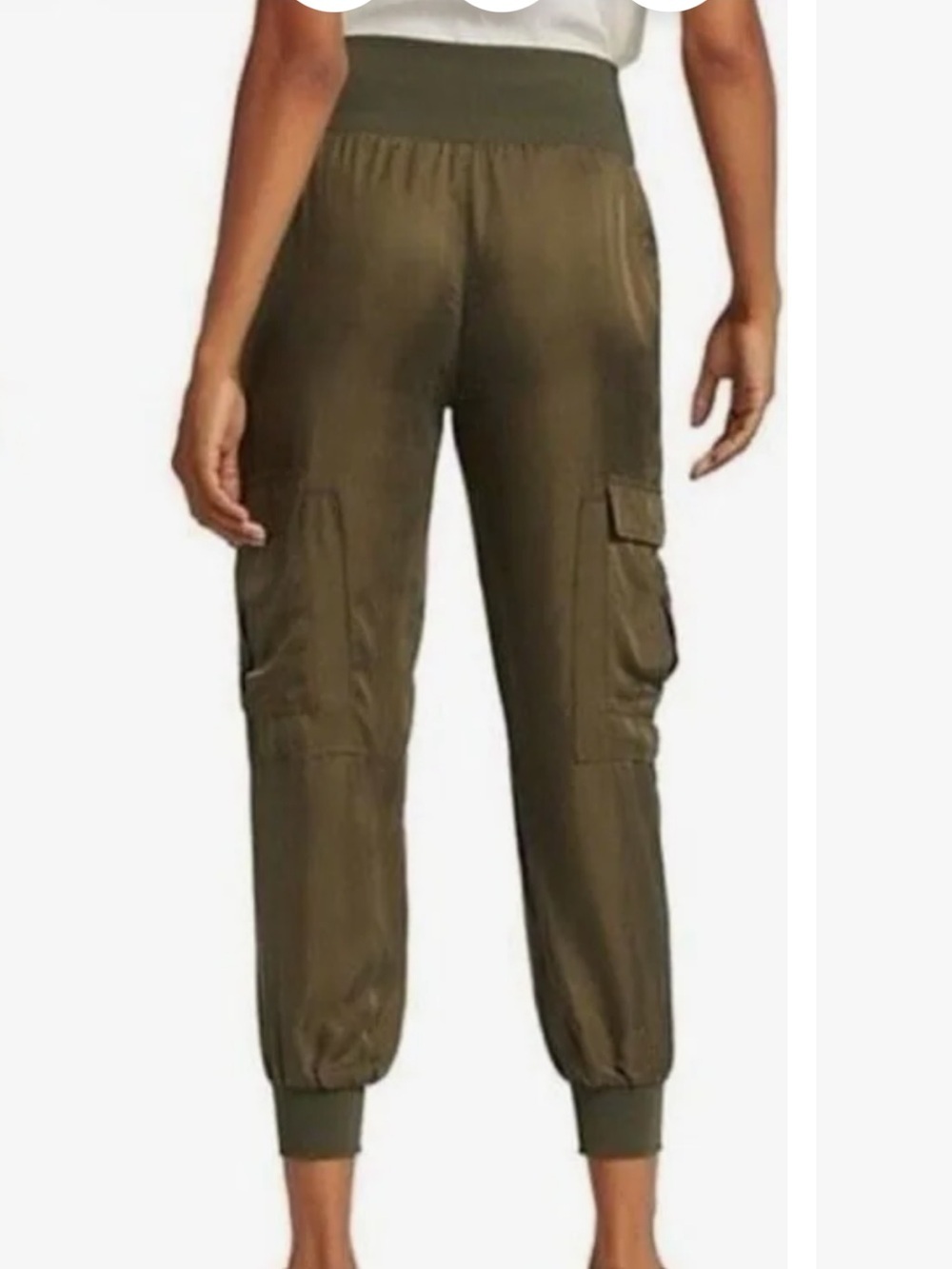 Cinq a Sept Giles Twill Cargo Jogger Pants M  Green Cupro Utility Pull On*M9